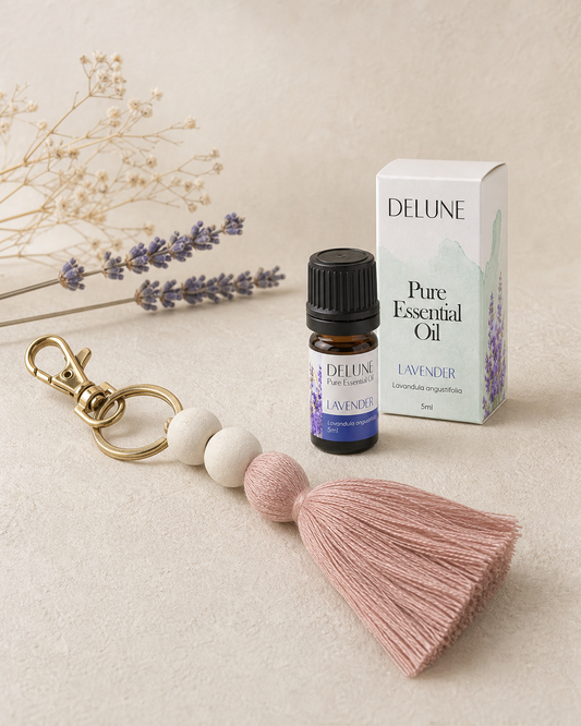 Delune essential oil diffuser keyring with 5ml Lavender essential oil