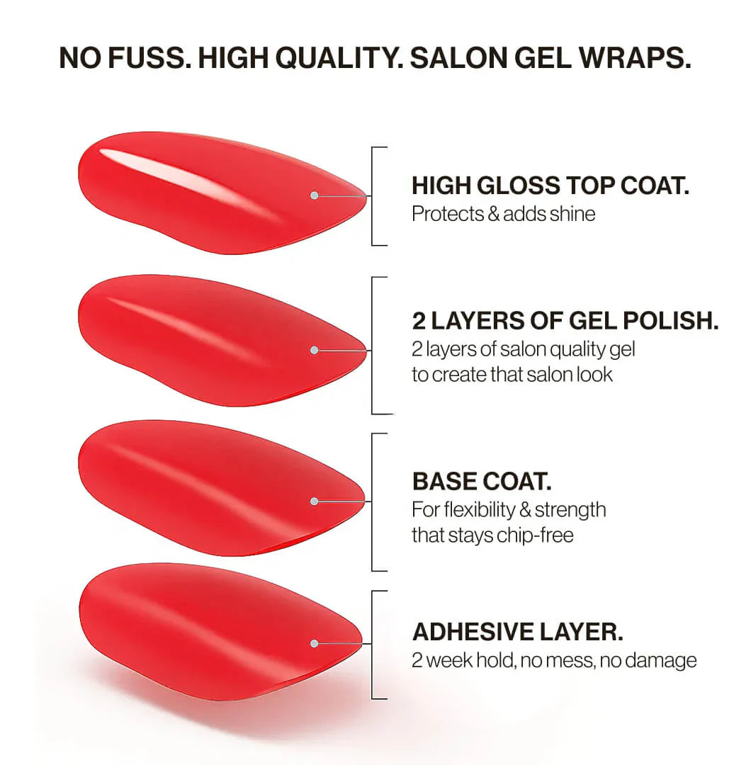 French Manicure (Part Transparent) (Non-UV Nail Wraps) - Delune 